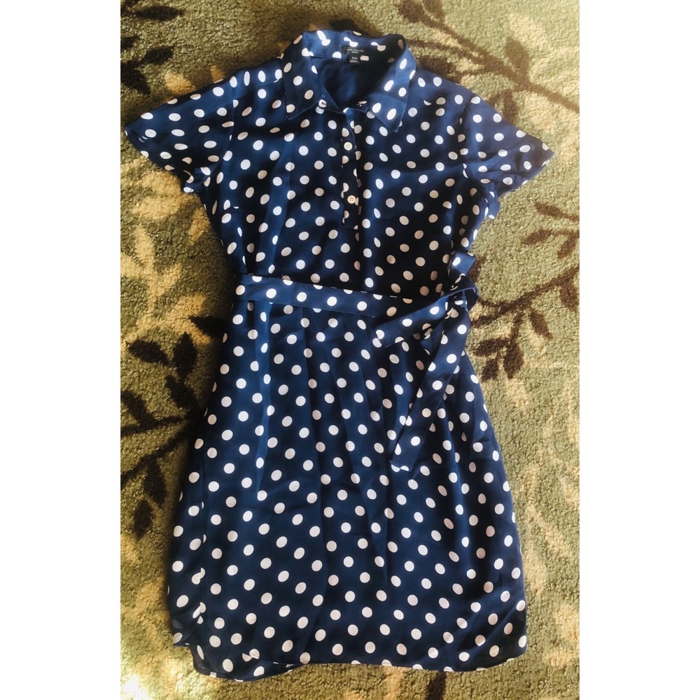 Ann Taylor self tie polka dot dress. XSP